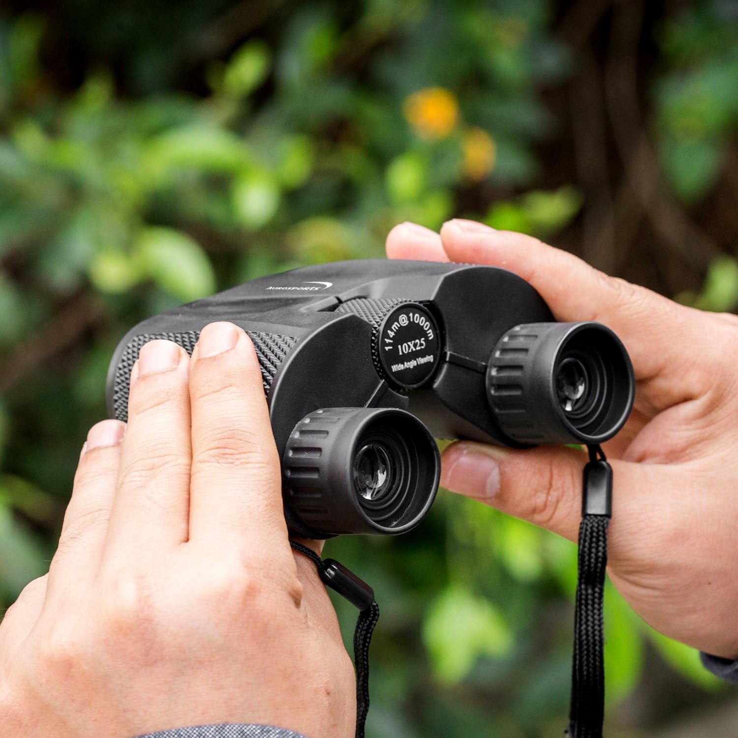 Aurosports 10x25 Folding High Powered Compact Binoculars for Adults Kids With Weak Light Night Vision Clear Binocular for Bird Watching Great for Outdoor Sports Games and Concerts : Camera & Photo