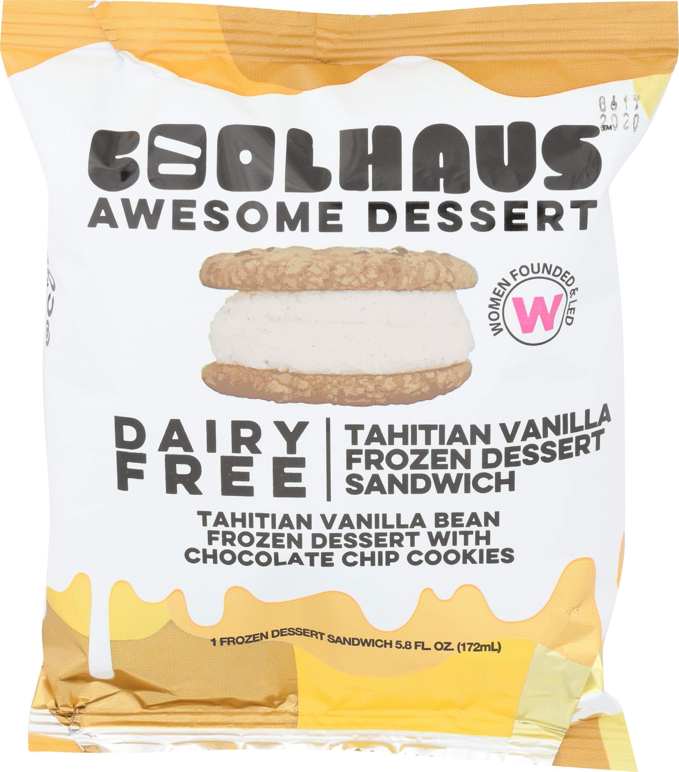 Coolhaus Dairy Free Frozen Dessert, Tahitian Vanilla Bean, 5.8 oz (1 Frozen Dessert Sandwich)