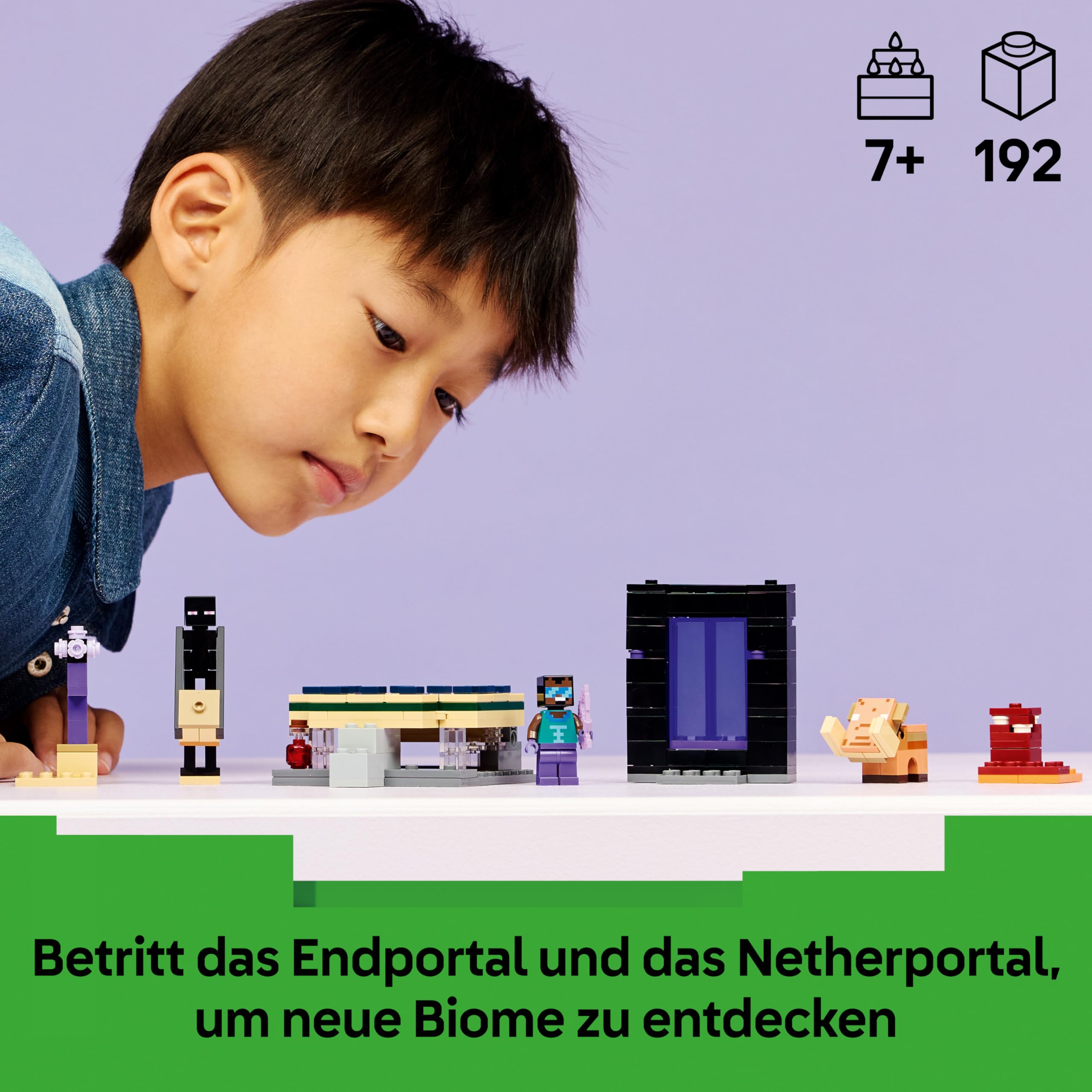 LEGO Minecraft Reise durch Nether und Endportal - Kinder Spielzeug mit Helden, Enderman und Baby Hoglin Figuren - Set mit Minecraft Figur - Gamer Geschenk für Jungen und Mädchen ab 7 Jahren - 21584 2