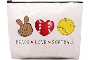 CEASQVAA Softball Gifts Makeup Cosmetic Bag for Women, Birthday Gifts for Softball Lovers Players Fans Female Friend, Softball Gifts for Team Coach Women