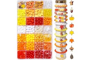 1750Pcs Thanksgiving Beads Kit for Jewelry Making, Fall Pumpkin Clay Beads Harvest Maple Leaf Charms Acorn Turkey Pendants fo