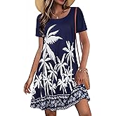 JOLIGAL Summer Dresses for Women Casual Short Sleeve Sundress Scoop Neck Beach T Shirt Dress with Pockets