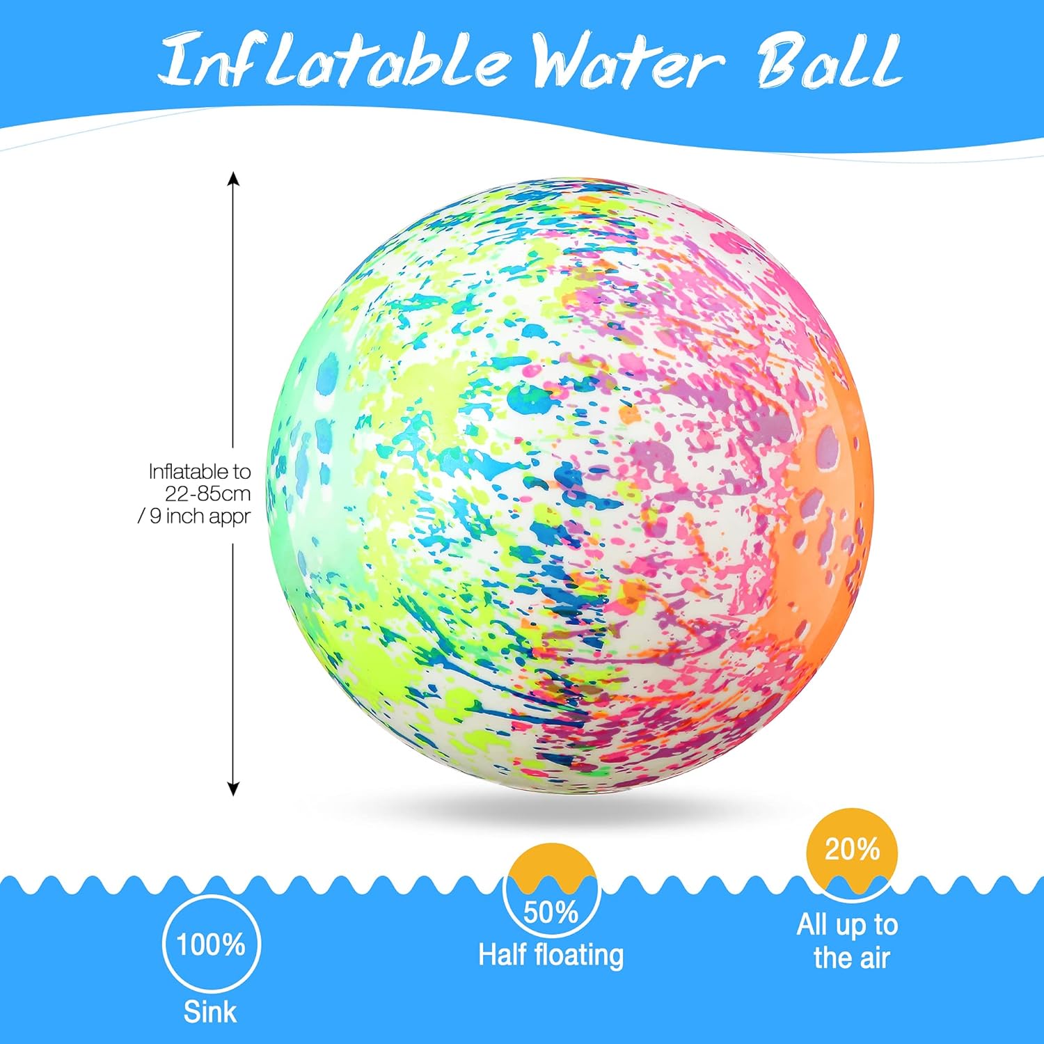 Hiboom Swimming Pool Toys Ball, Underwater Game Swimming Accessories Pool Ball for Under Water Passing, Dribbling, Diving and Pool Games for Teens, Adults, Ball Fills with Water (Water Color): Toys & Games