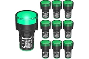 DaierTek 120V LED Indicator Light Green 110V Power Energy Pilot Light Saving Indicator 22MM (7/8") 120 Volt AC/DC -10Pcs