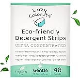 LAZY COCONUTS Laundry Detergent Sheets - Sulfate-free, Gentle - For Sensitive Skin, Baby, Hand Wash - Eco Friendly, Natural, Hypoallergenic, Sulfate Free, Fragrance Free, Unscented Laundry Soap