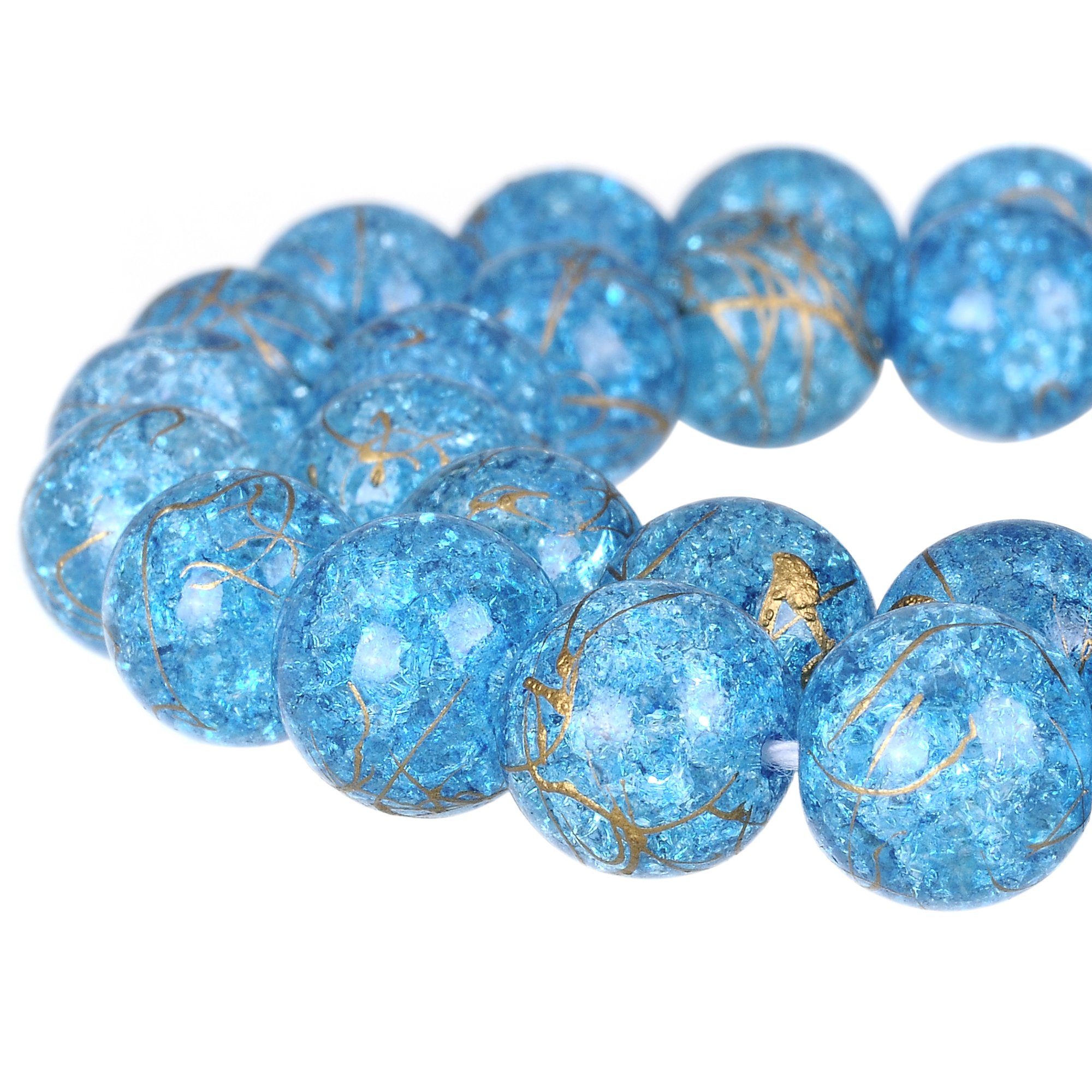 RUBYCA Round Crackle Druk Czech Crystal Pressed Glass Beads for Jewellery Making 4mm Strand (Blue)