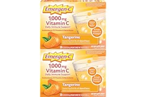 Emergen-C 1000mg Vitamin C Powder, with Antioxidants, B Vitamins and Electrolytes, Vitamin C Supplements for Immune Support, Caffeine Free Drink Mix, Tangerine Flavor - 60 Count/2 Month Supply