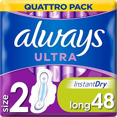 Always Ultra Long Sanitary Towels with Wings Size 2 48 Pads Ultra Thin