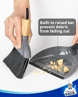 MR.SIGA Mini Dustpan and Brush Set Bamboo Handle Grey view 5