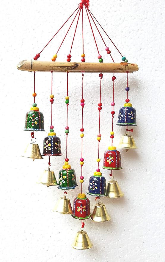 revive creation Wood Colored Bells Design Wall Hanging Decorative Showpiece (20 x 45 x 5 cm,
