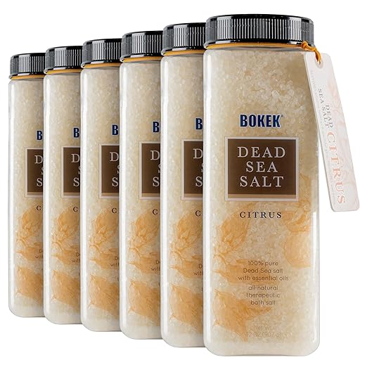 Bokek Dead Sea Salt Citrus Scent 32 oz Jars (Pack of 6