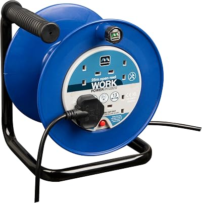 Masterplug Four Socket 25m Open Cable Reel Heavy Duty Work Power LDCC2513/4BL