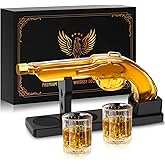 Gifts for Men Dad, LUXULISH Whiskey Gun Decanter Set with Vintage Flintlock-Shape, Cool Anniversary Christmas Gift for Him Husband, Funny Men Cave Decor, Vodka, Liquor Dispenser