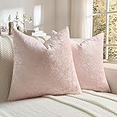 FUTEI Valentine's Day Pink Flannel Throw Pillow Covers 18x18 Inch Set of 2,Soft Crushed Dimensional Textured Cushion Cases,Modern Home Decor for Couch Living Room