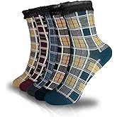 Ao Yee ZGL 5 Pairs Women's Floral Cotton Vintage Pattern Crew Novelty Ankle Ruffle Warm Casual Dress Socks