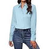 Gleeivy Button Down Shirts for Women Classic Fit Dress Shirt Work Business Casual Long Sleeve Blouse Tops