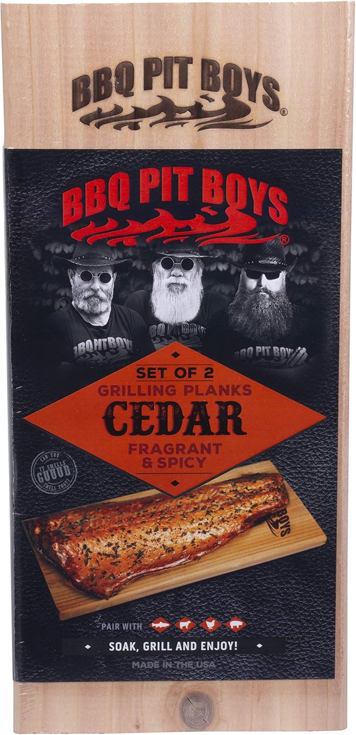 BBQ Pit Boys Grilling Planks - 2 Pack Premium Western Cedar for Barbecue Steak, Burgers, Pork Chops, Fish and More!