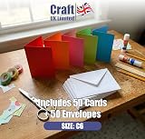 Craft UK 2483 Card and Envelope Pack of 50 Mixed Colours White Envelopes view 3