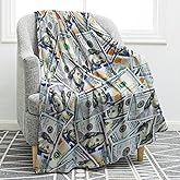 Jekeno Money Blanket 100 Dollar Bills Pattern Print Gifts for Women Kids Girls Men Birthday Halloween for Dad Mom Husband Wife Teens Wealth Bed Decor Throw Blankets 50"x60"
