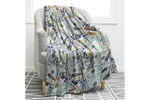 Jekeno Money Blanket 100 Dollar Bills Pattern Print Gifts for Women Kids Girls Men Birthday Halloween for Dad Mom Husband Wife Teens Wealth Bed Decor Throw Blankets 50"x60"