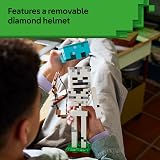 LEGO Minecraft Skeleton Figure with Diamond Helmet Grass Base view 4