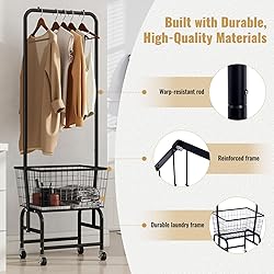 ALIMORDEN Laundry Cart with Clothes Rack, Rolling