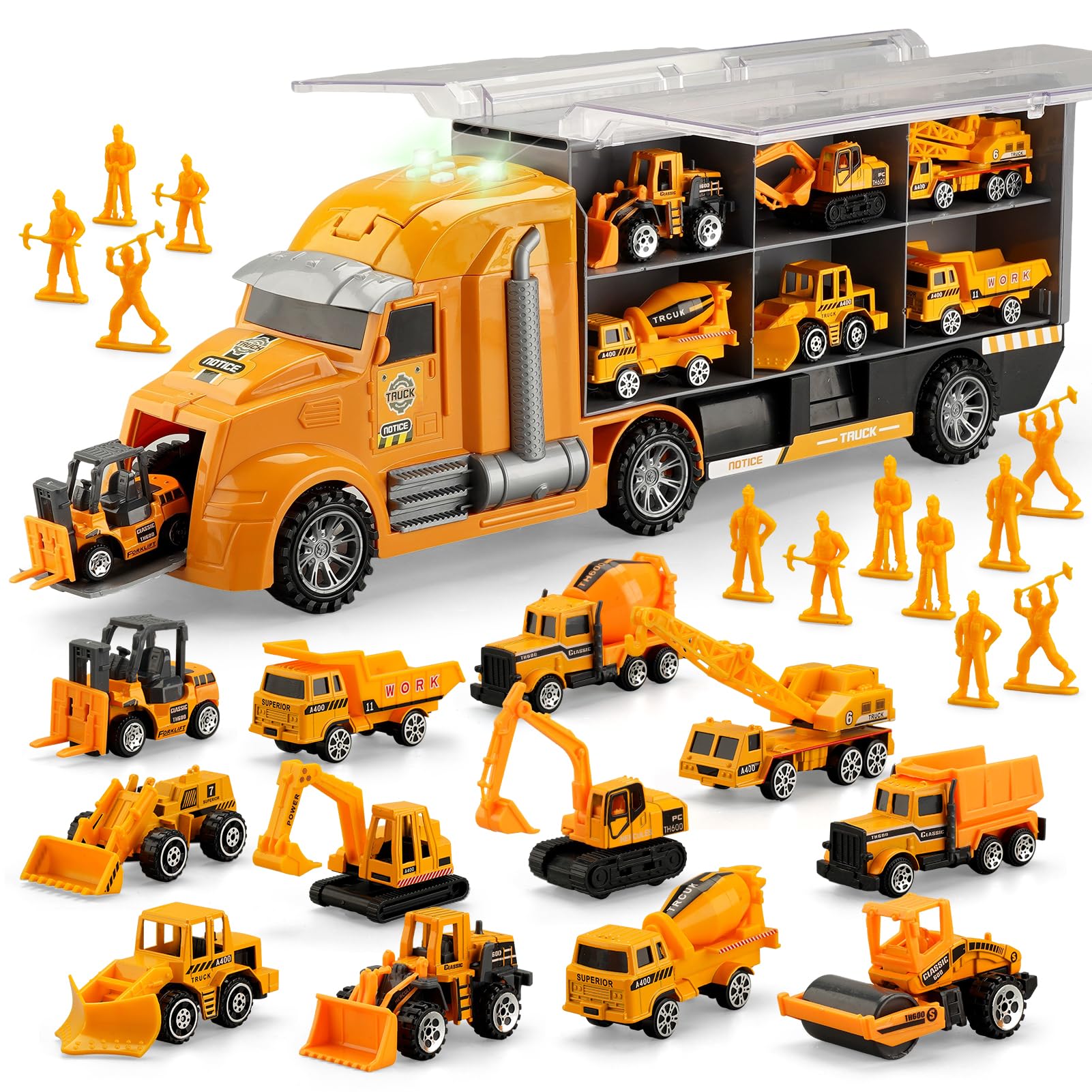 25 in 1 Construction Trucks Vehicle Toys for Toddlers Kids, Toy ...
