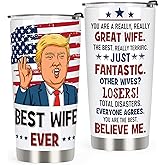 Valentines Day Gift for Wife Gifts from Husband, Best Wife Ever Tumbler Gifts - Happy Anniversary Birthday Presents for Her, 20 OZ Stainless Steel Insulated Valentines Day Travel Coffee Tumbler Cup