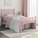 Yaheetech 3ft Single Metal Bed Frame with Headboard Footboard Pink view 2
