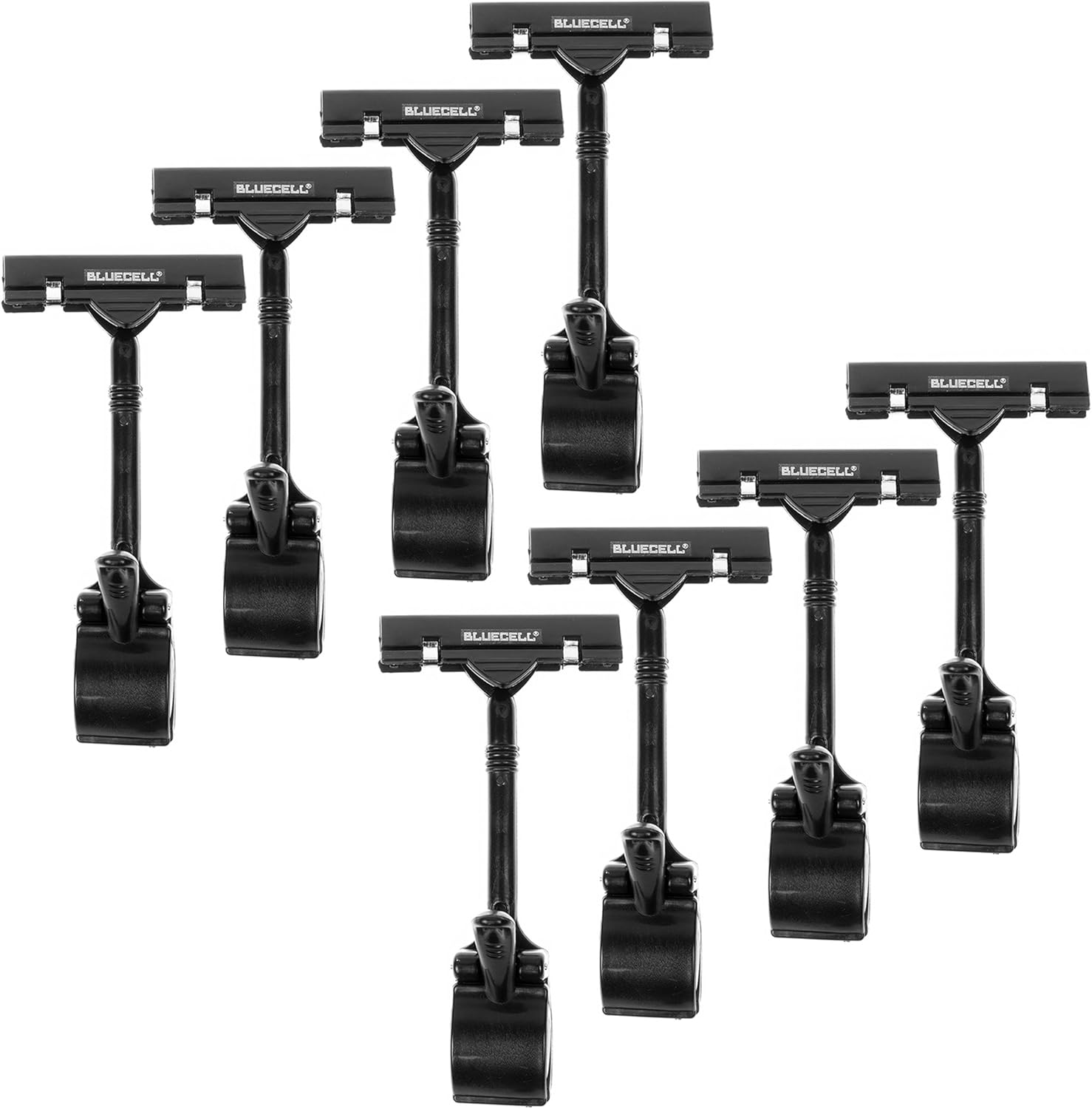 BLUECELL 8pcs POP Adjustable Plastic Clip-on Style Merchandise Sign Display Clip Holder (Black)
