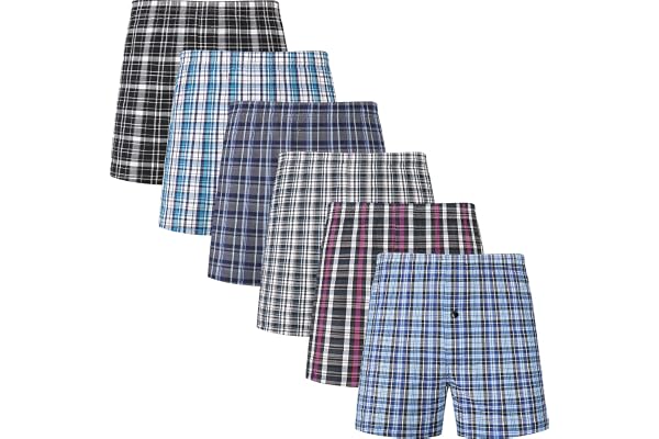 JupiterSecret Men's Underwear Woven Boxers for Men Pack Cotton Boxer Shorts Elastic Waistband
