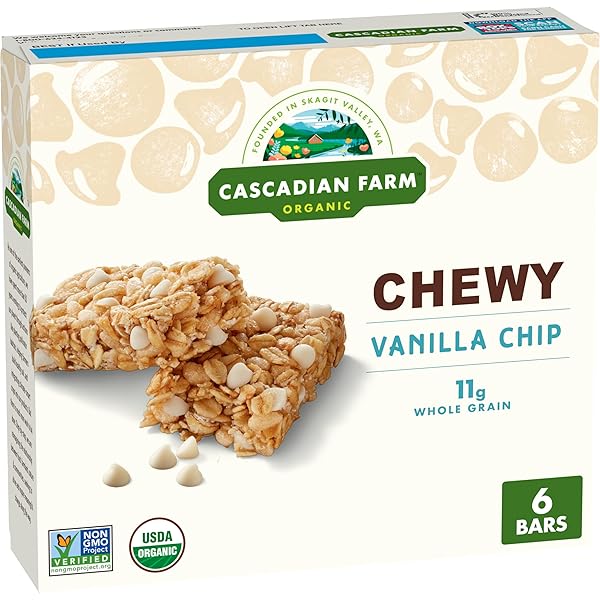 CASCADIAN FARM, BAR GRANOLA VANILLA CHIP ORGANIC 6...