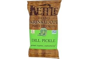Kettle Brand Potato Chips, Krinkle Cut Dill Pickle Kettle Chips, 5 Oz