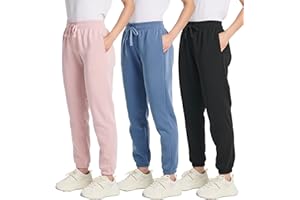 Real Essentials 3 Pack: Women's Fleece Jogger Sweatpants (Available in Plus Size)