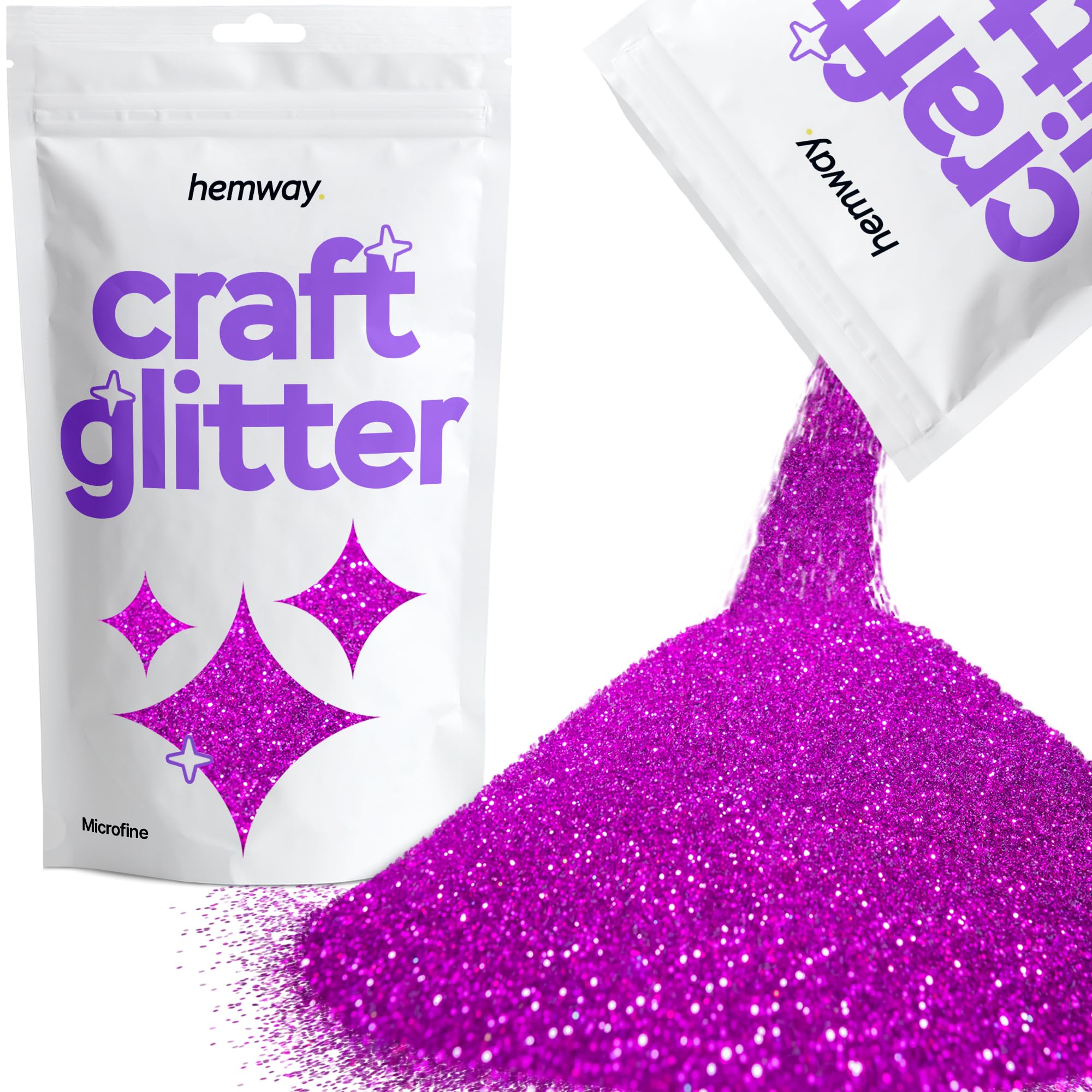 Hemway Craft Glitter Fuchsia Pink 100g Microfine Glitter for Crafts, Resin, Cosmetic, Nail, Face, Body, Festival, Tumblers, Art, Candle, Crafting