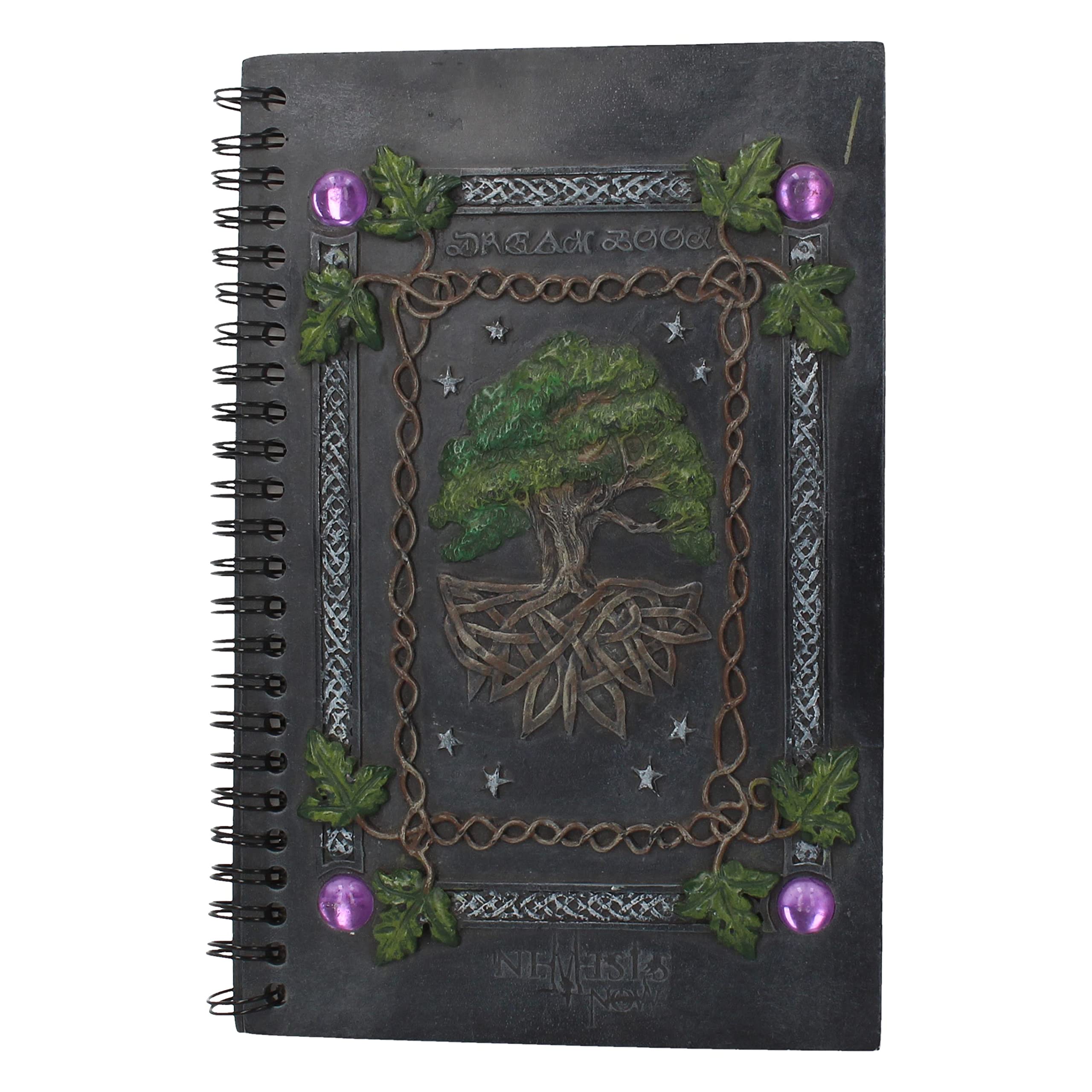 Nemesis Now Tree of Life Dream Book 15x21cm, Resin Cover Notebook, 90 Pages, Thick Paper, Hand-Painted, Witchcraft & Wiccan Journal, Black