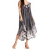 Sakkas Alexis Embroidered Long Sleeveless Floral Caftan Dress/Cover Up