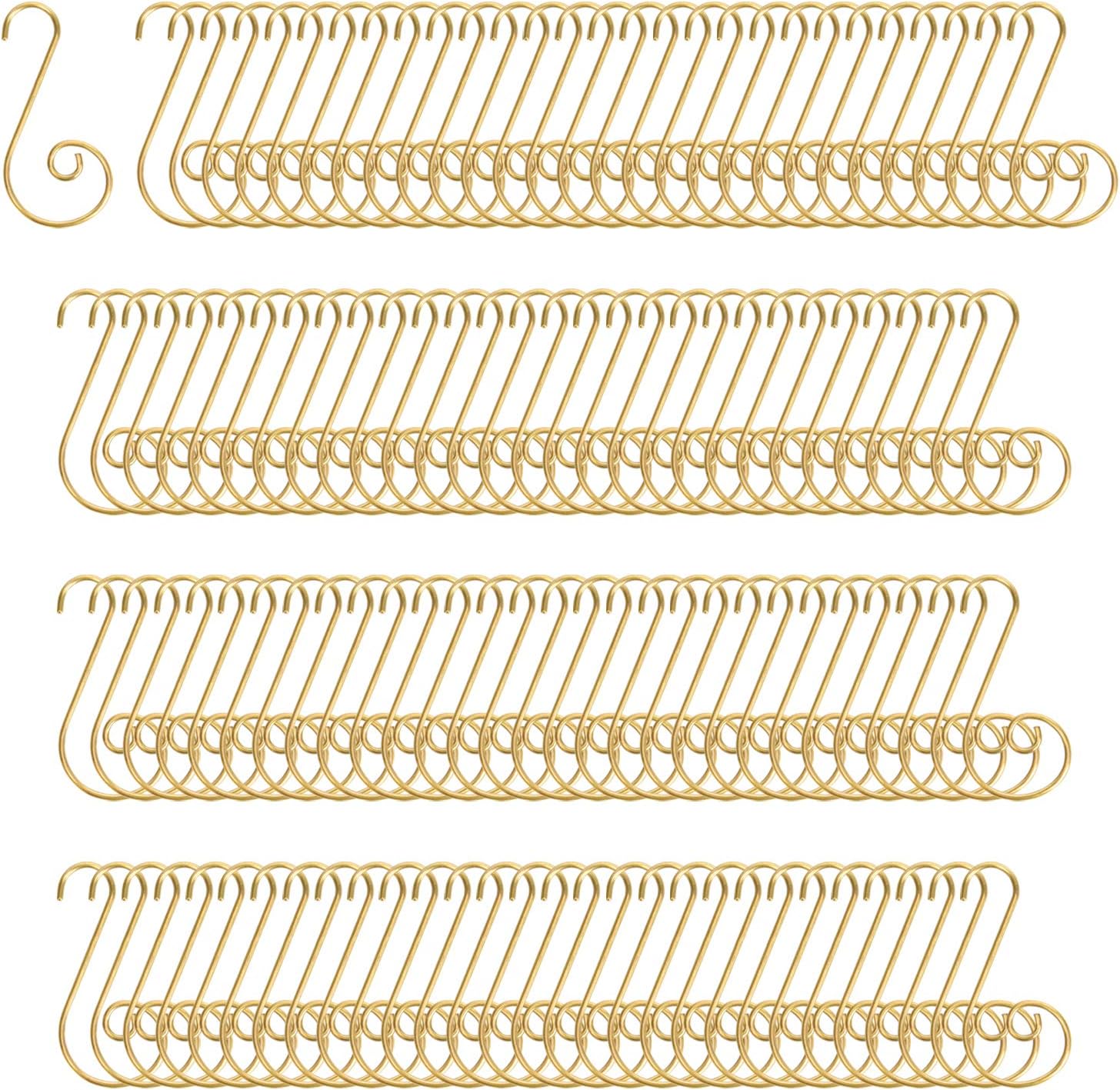 Ornament Hooks - Livder 120 Pack Christmas Tree Ornament Hooks Hanging Metal Hook Hangers Bulk S Shaped Stocking Holders (Golden)
