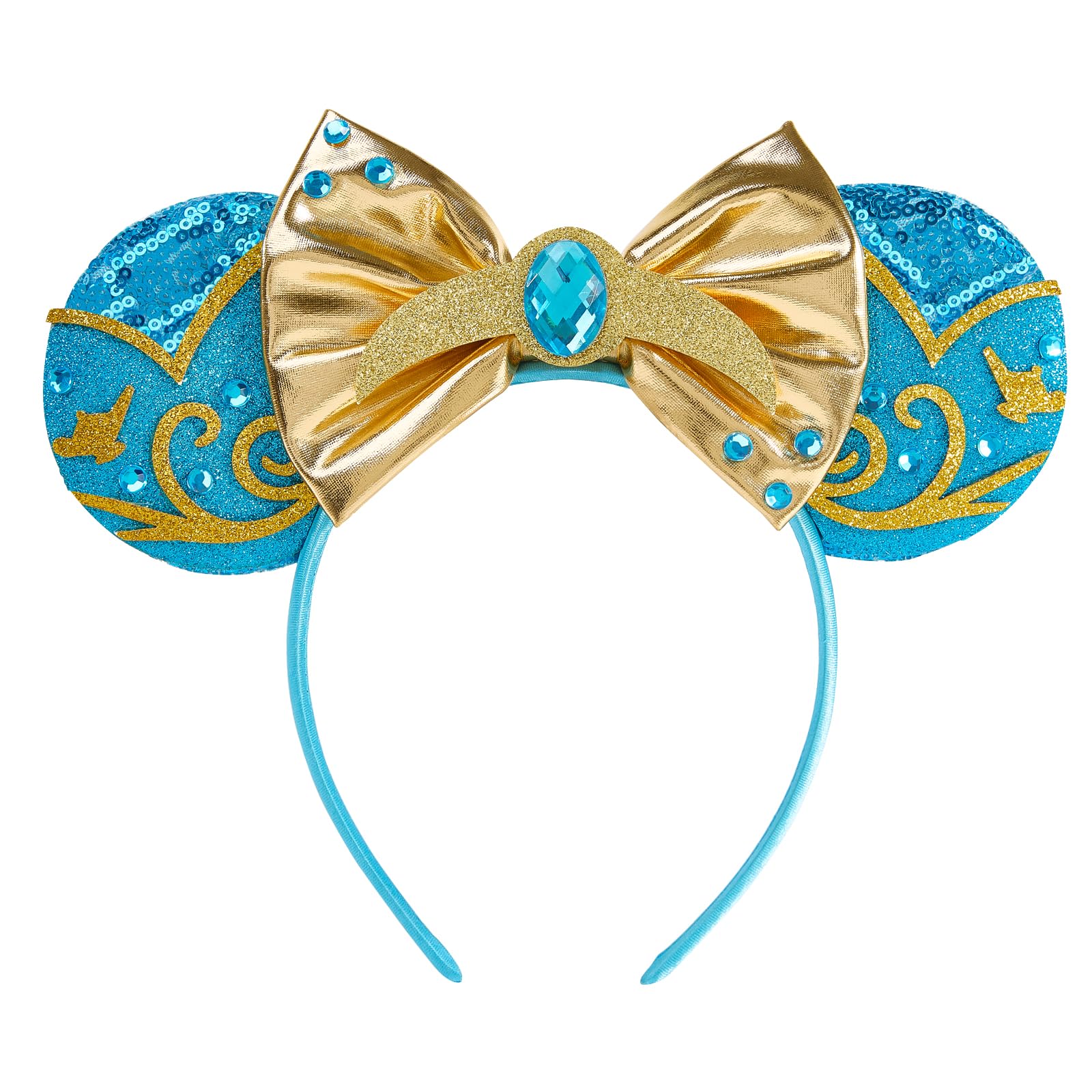 Photo 1 of LYLIN Jasmine Princess Mouse Ears, Aladdin Mouse Ears Headband with Bow Hairs Accessories for Girls Women Adults Aladdin Blue Headband for Birthday Parties Cosplay Accessories Party Decorations