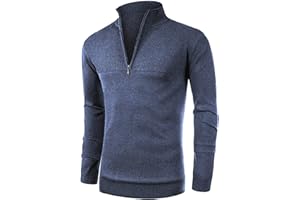 NITAGUT Mens Slim Fit Zip Up Mock Neck Polo Sweater Casual Long Sleeve Sweater and Pullover Sweaters with Ribbing Edge