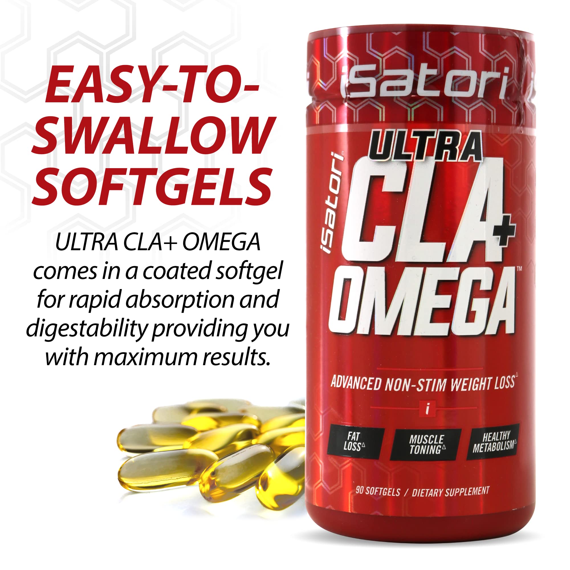 iSatori Ultra CLA Omega 3 6 9, Natural Weight Loss Fat Burner, Muscle Toner with Conjugated Linoleic Acid, Omega 3 Fish Oil & Safflower, Stimulant-Free, 90 Softgels