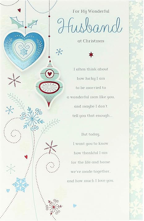 Christmas card for husband Husband Christmas Card - Christmas Card for Husband - Featuring Romantic Message: Amazon.co.uk