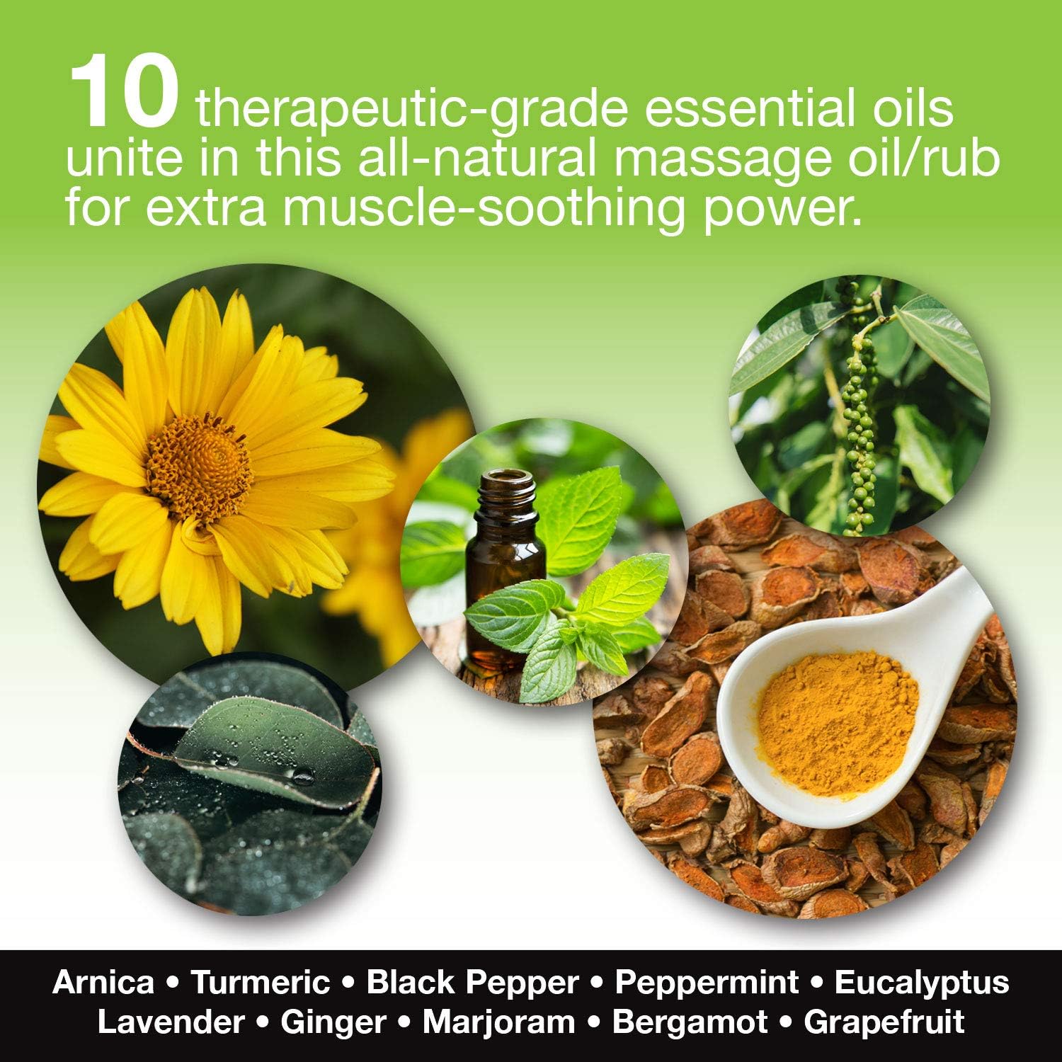 Skinsations – Hemp Oil Muscle Rub & Massage Oil | 100% Organic, Sore Muscle Pain Relief with Arnica Montana, Turmeric, Black Pepper, Peppermint, Lavender in a Sweet Almond Oil and Hemp Seed Oil Base: Health & Personal Care