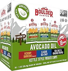 Boulder Canyon Avocado Oil Kettle Chips Variety Pack, 1 oz Bags (18 Count) | Includes Avocado Oil Classic Sea Salt, Sea Salt 