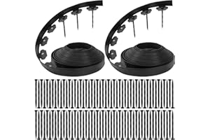 Bonviee 1.5 Inch x 66FT Garden Border Edging Kit with 100 Anchoring Spikes, Flexible Garden Edging for Landscaping, Flower Beds, Lawn, Yard, and Paver Pathways