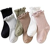 Velice Baby Girls Ruffle Socks Infant Toddler Girls Frilly Dress Cute Crew Socks 6 Pairs