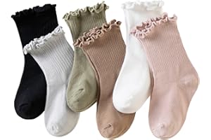 Velice Baby Girls Ruffle Socks Infant Toddler Girls Frilly Dress Cute Crew Socks 6 Pairs