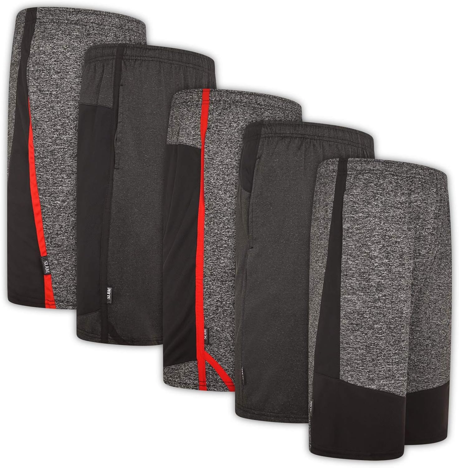 5 Pack: Men's Active Performance Quick-Dry Athletic Stretch Drawstring Basketball Gym Knit Shorts with Pockets at  Men’s Clothing store