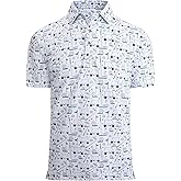 Alex Vando Mens Golf Shirt Moisture Wicking Quick-Dry Print Performance Polo Shirts for Men
