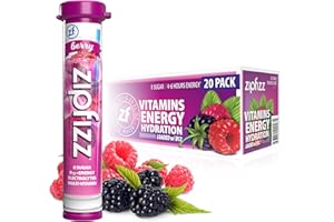 Zipfizz Daily Energy Drink Powder, Berry, 20 Pack | 3-in-1 Sustained Energy, Rapid Hydration, and Essential Vitamins | Sugar-Free | Electrolyte Powder | Contains Vitamin B-12 & Antioxidants